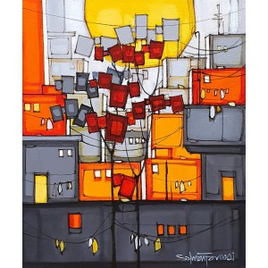 Salman Farooqi, 16 x 20 Inch, Acrylic on Canvas, Cityscape Painting, AC-SF-465